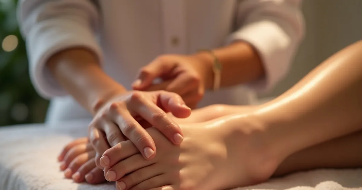 Persona disfrutando de un tratamiento de estética podológica en un ambiente relajante