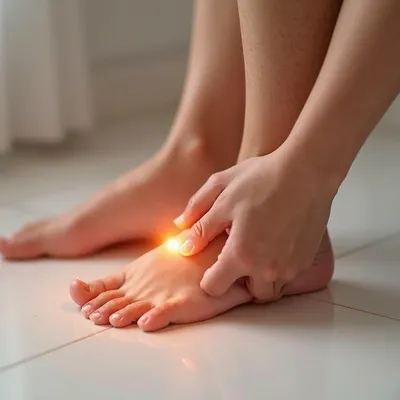 Persona realizando ejercicios de estiramiento para aliviar la fascitis plantar.